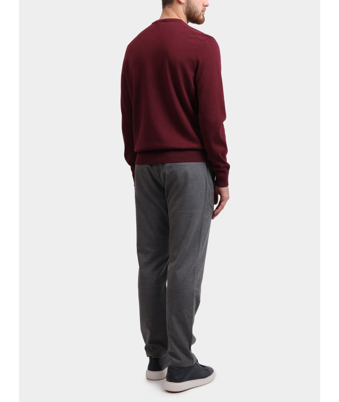 HUGO BOSS Бордовый хлопковый джемпер / свитер, фото 5