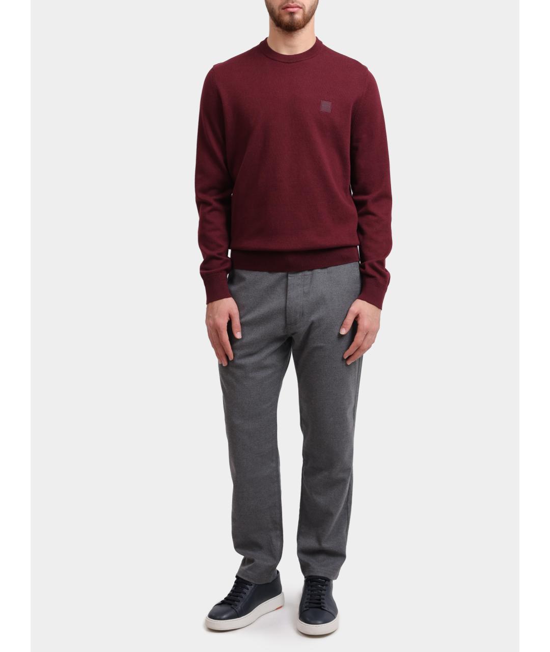 HUGO BOSS Бордовый хлопковый джемпер / свитер, фото 2