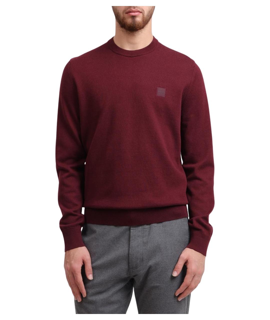 HUGO BOSS Бордовый хлопковый джемпер / свитер, фото 1