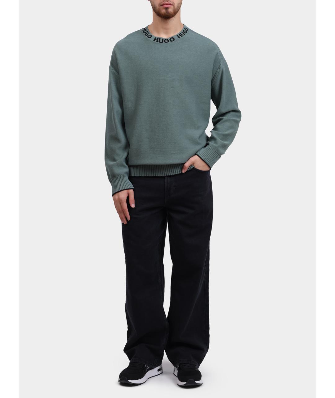 HUGO Зеленый хлопковый джемпер / свитер, фото 2