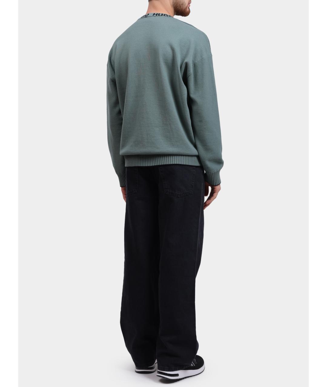 HUGO Зеленый хлопковый джемпер / свитер, фото 4