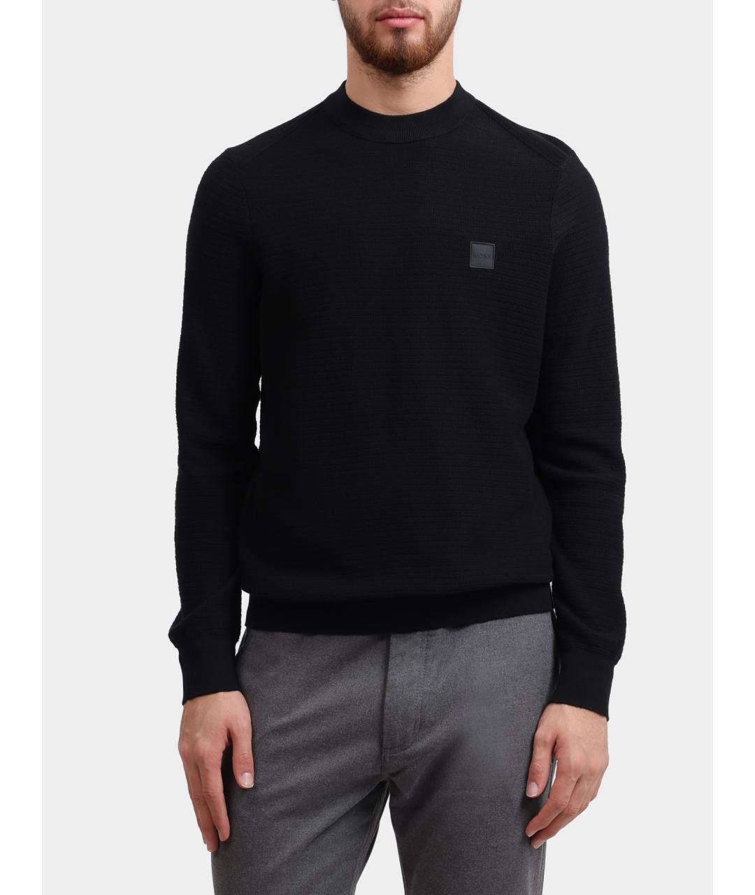 HUGO BOSS Черный хлопковый джемпер / свитер, фото 6