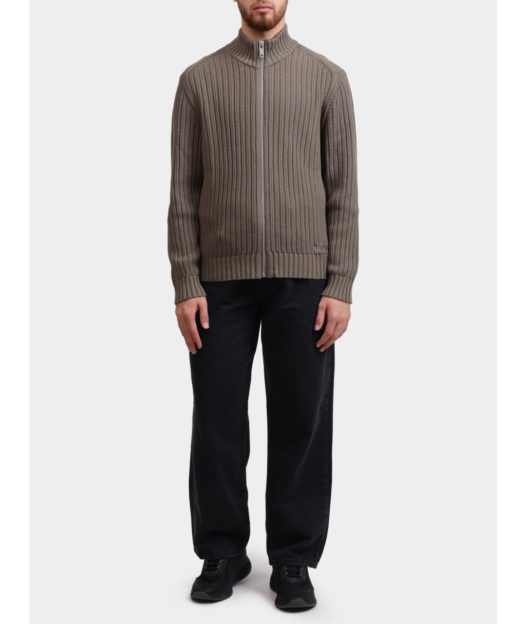 HUGO Бежевый хлопковый кардиган, фото 2