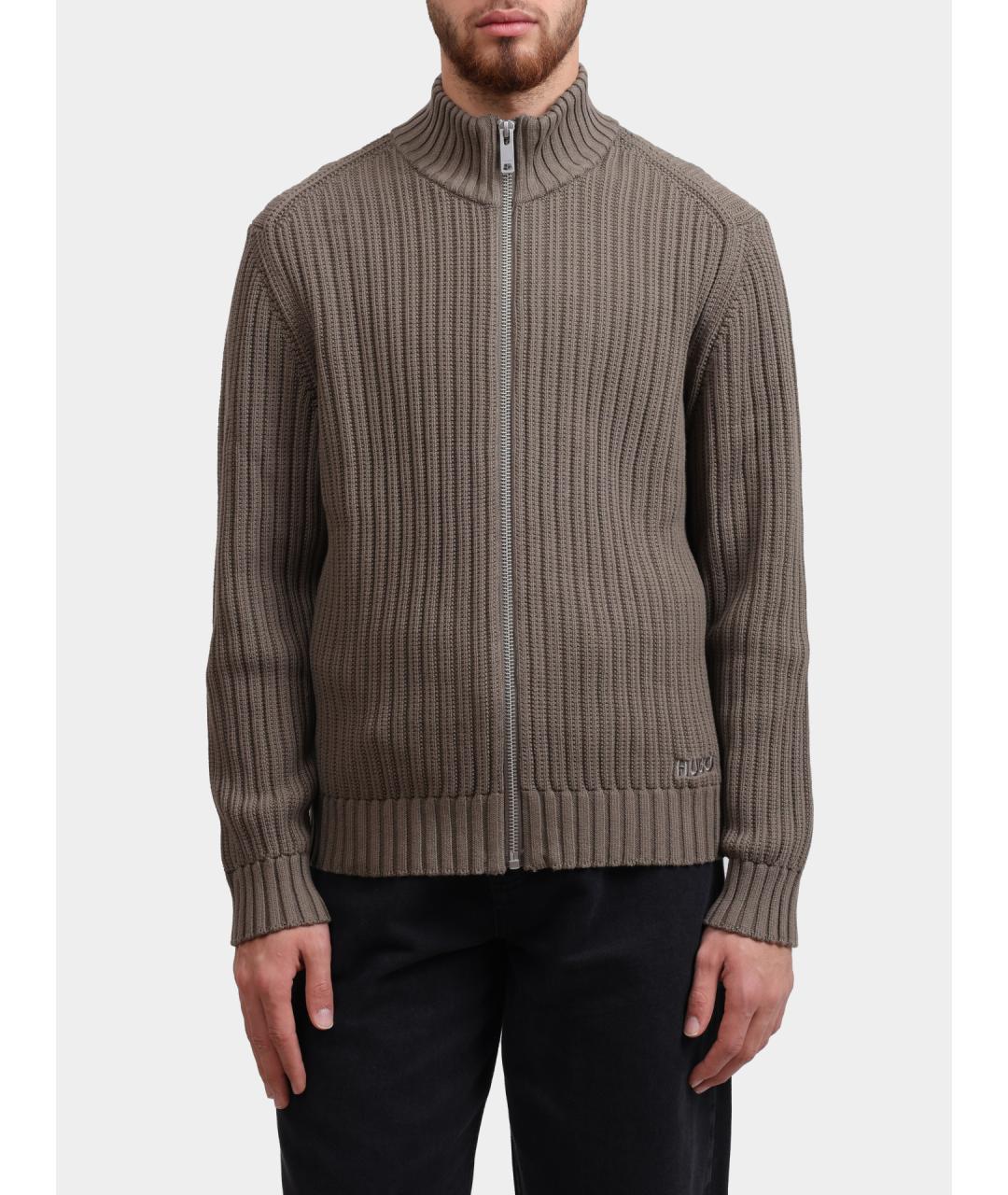 HUGO Бежевый хлопковый кардиган, фото 5