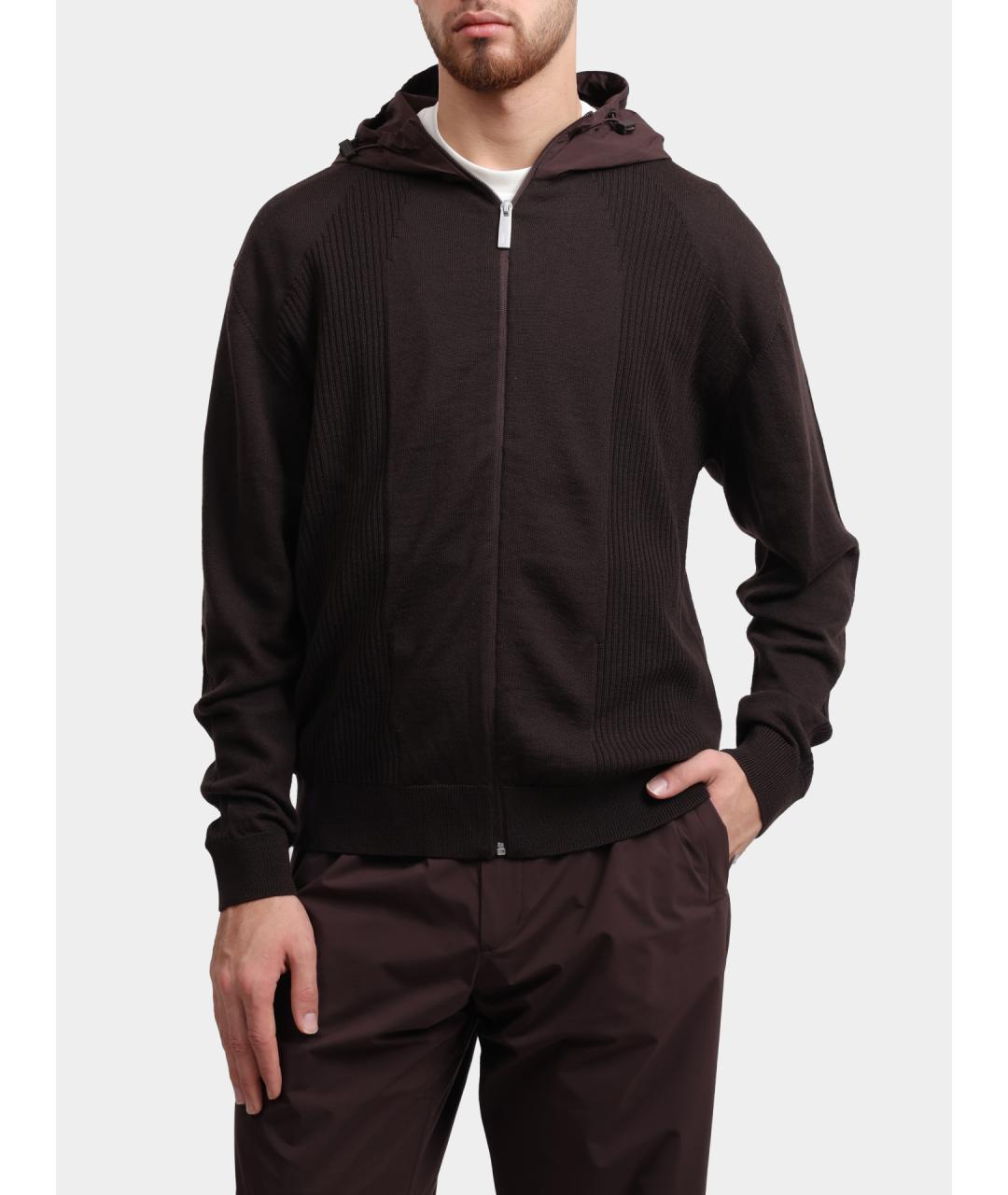 HERNO Коричневый шерстяной кардиган, фото 5