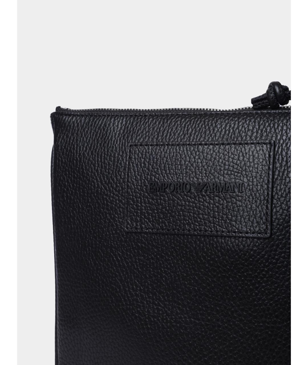 EMPORIO ARMANI Черная кожаная сумка на плечо, фото 3