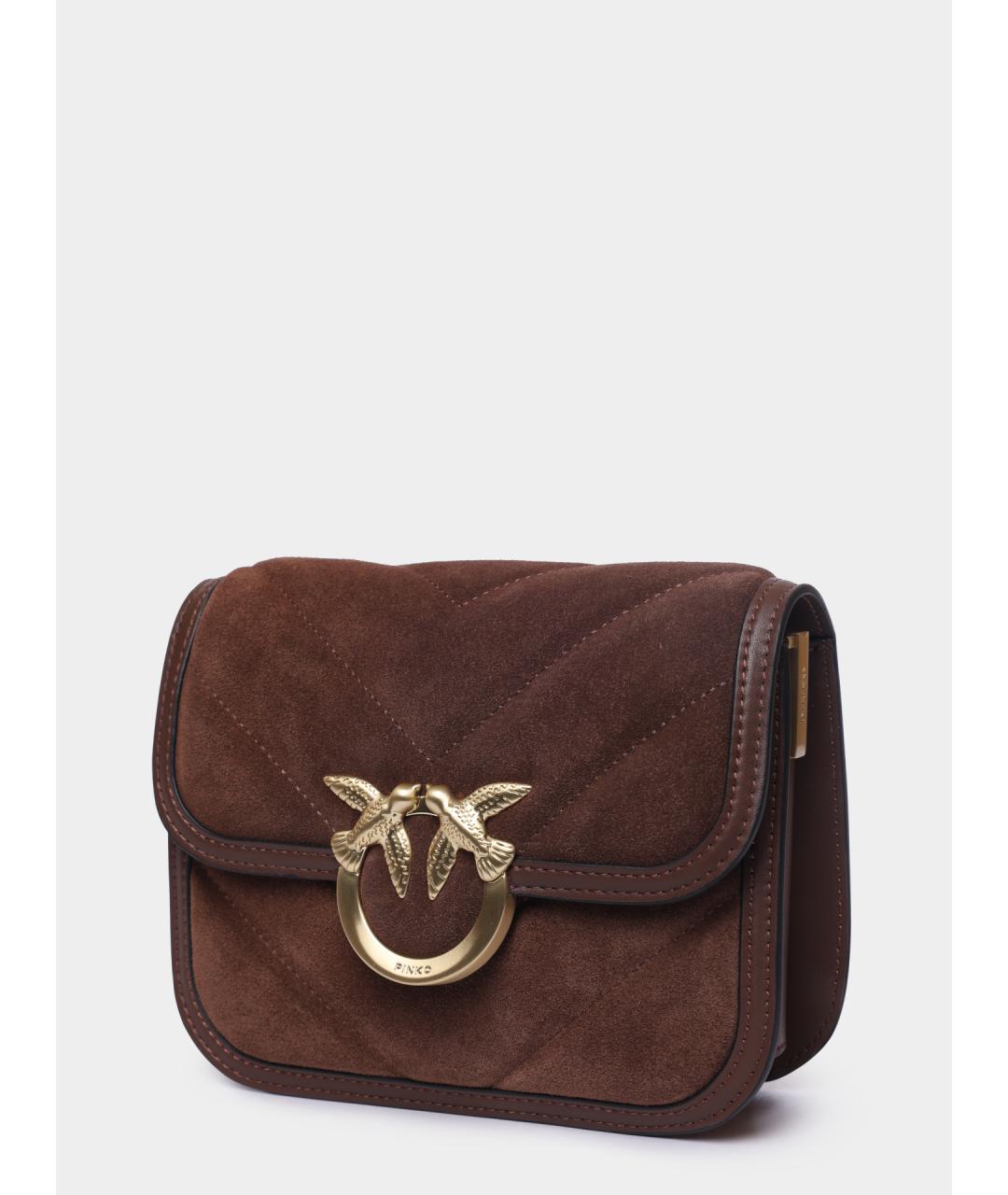 PINKO Коричневая кожаная сумка через плечо, фото 3