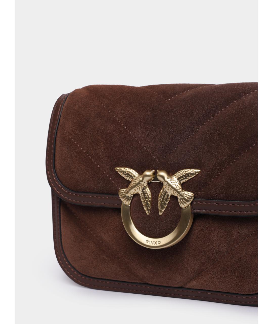 PINKO Коричневая кожаная сумка через плечо, фото 4