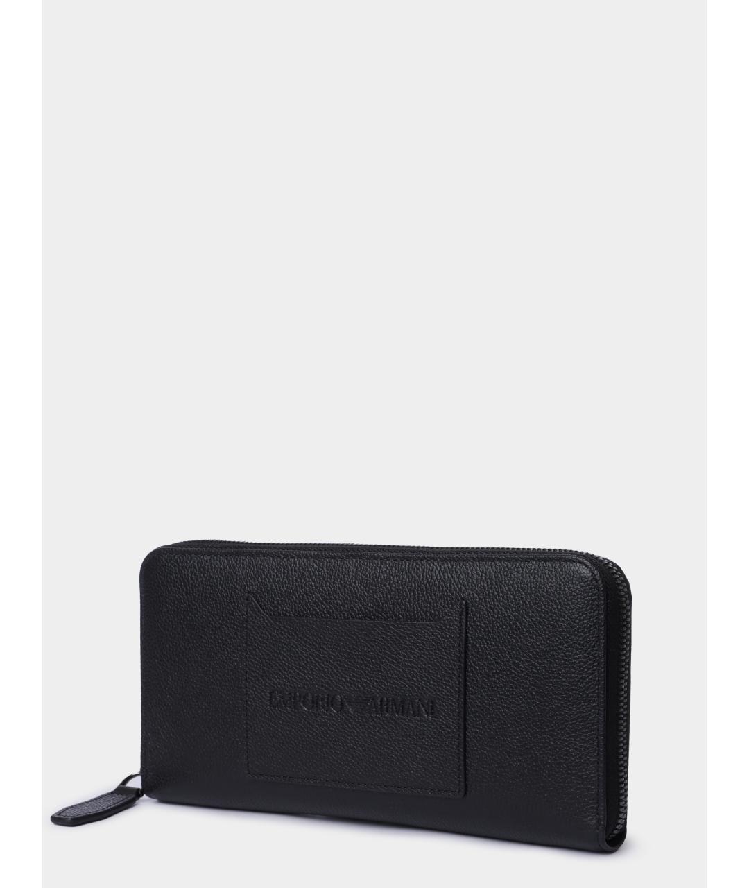 EMPORIO ARMANI Черный кожаный кошелек, фото 2