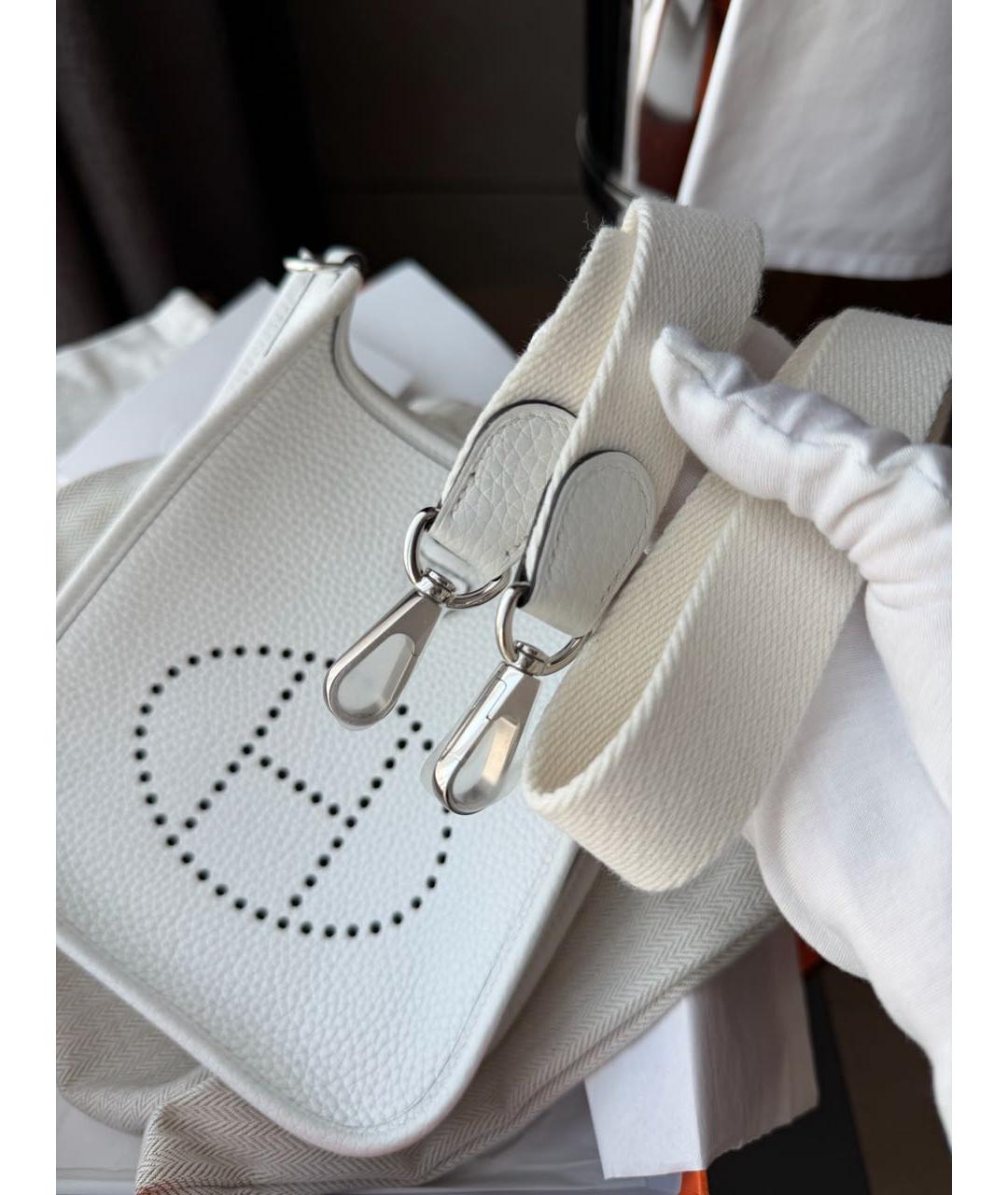 HERMES Белая кожаная сумка через плечо, фото 5