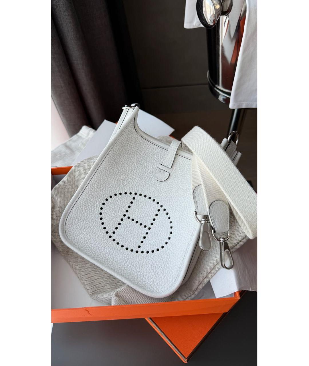 HERMES Белая кожаная сумка через плечо, фото 2