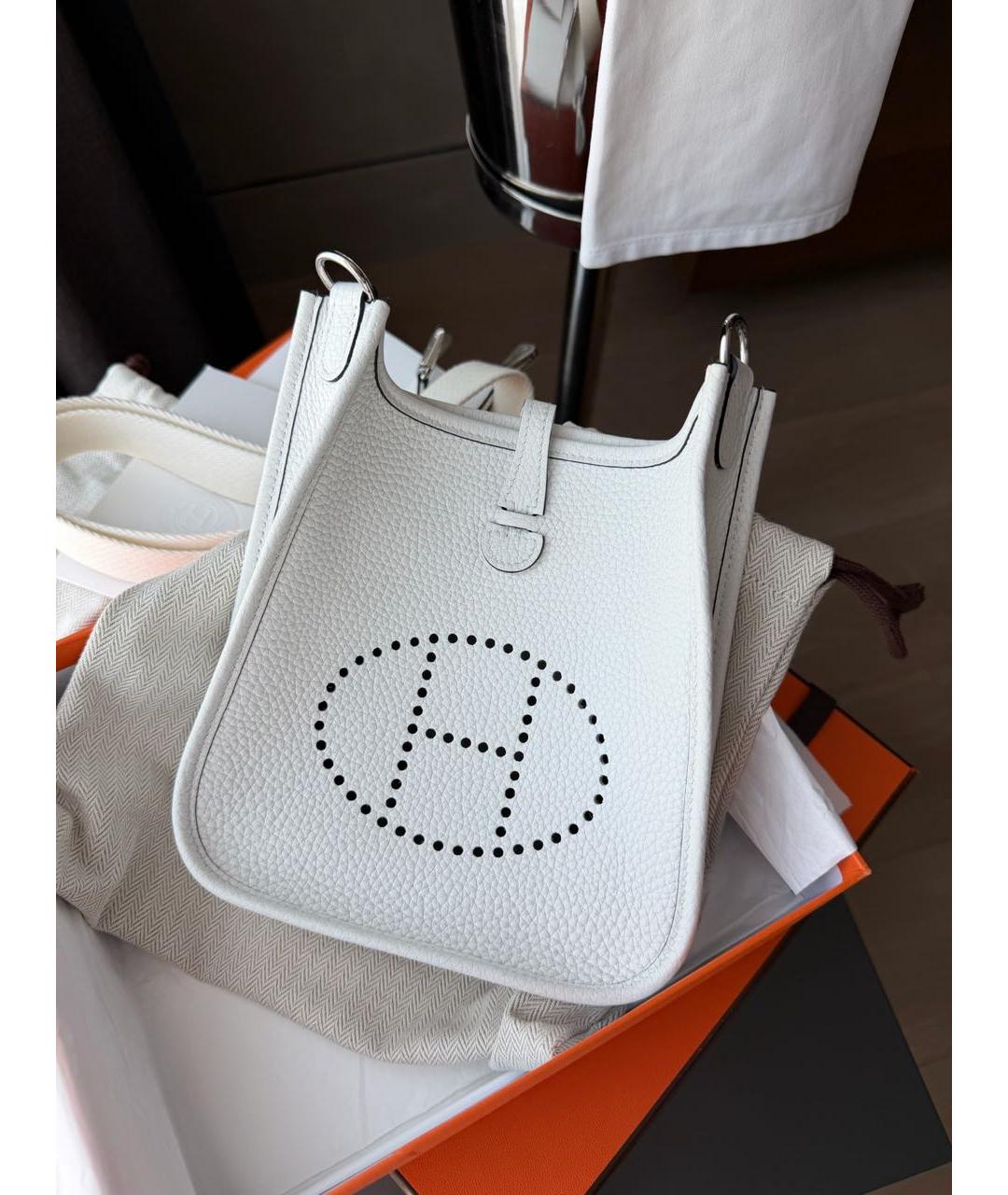 HERMES Белая кожаная сумка через плечо, фото 9