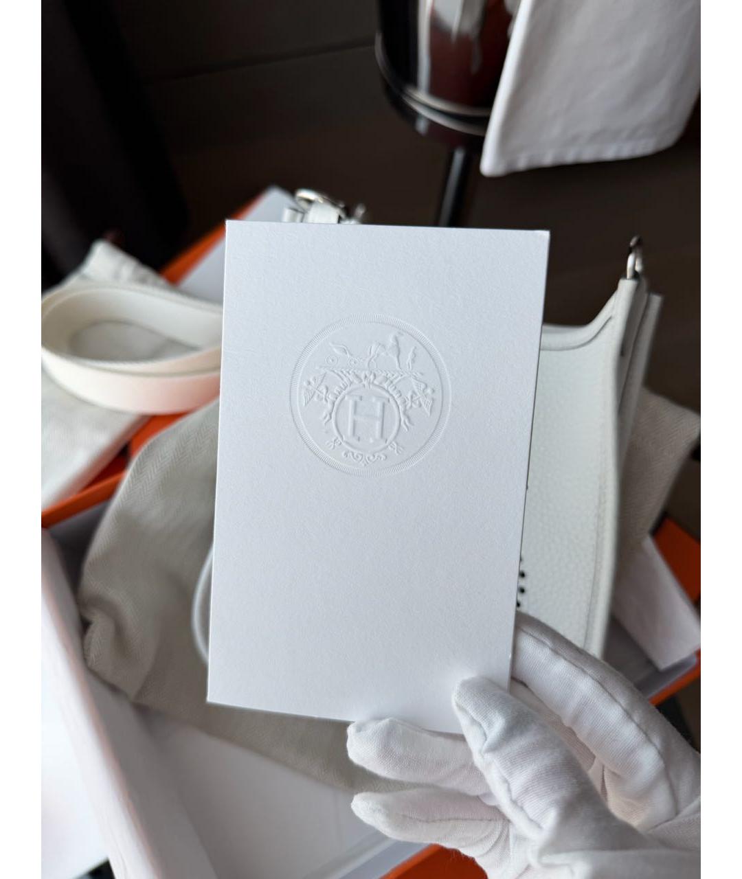 HERMES Белая кожаная сумка через плечо, фото 7