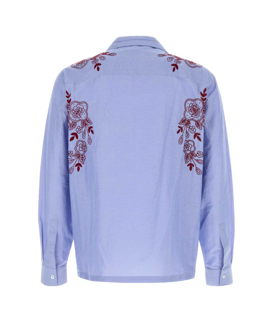 BAZISZT Голубая хлопковая кэжуал рубашка, фото 2