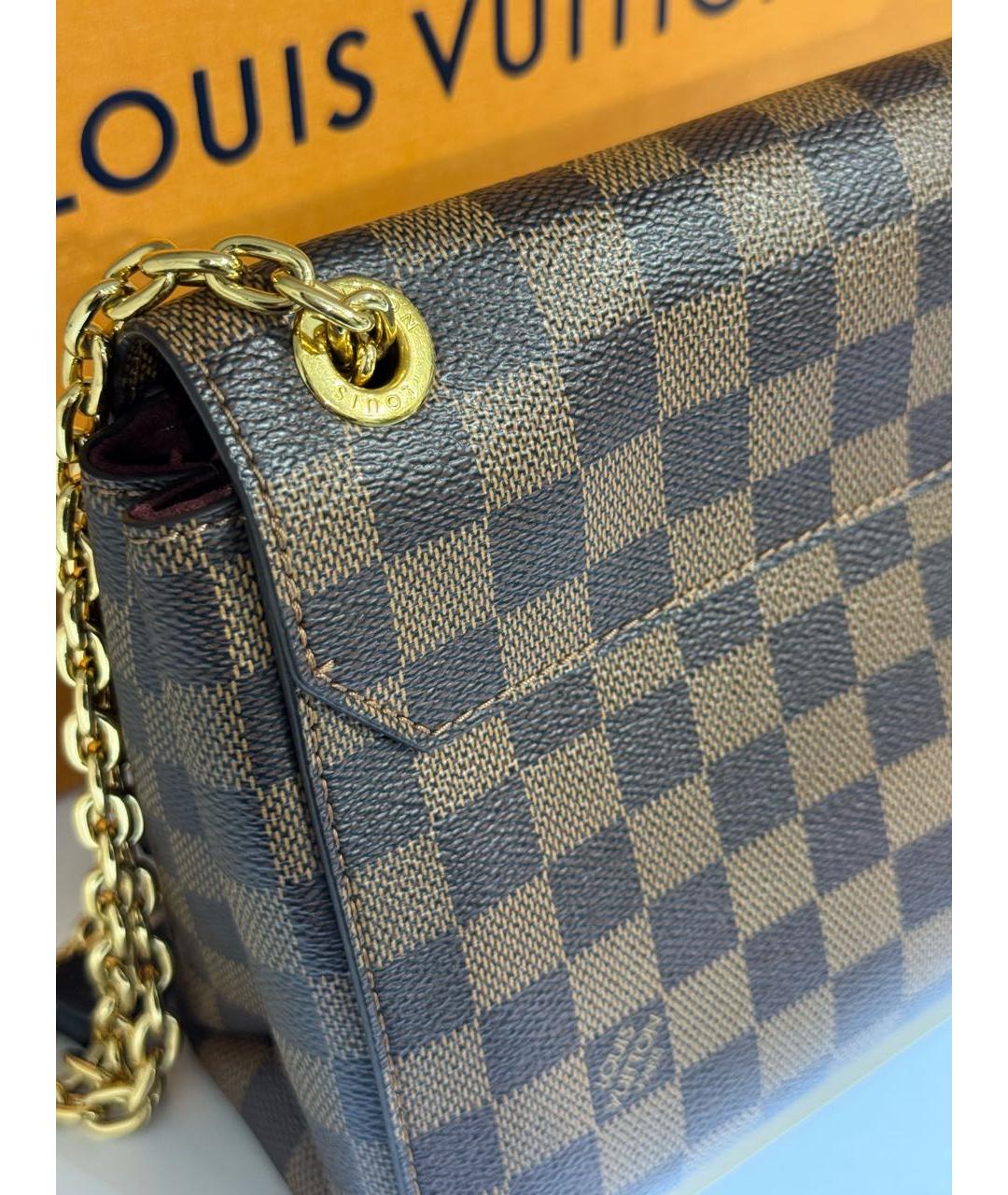 LOUIS VUITTON Коричневая кожаная сумка через плечо, фото 5