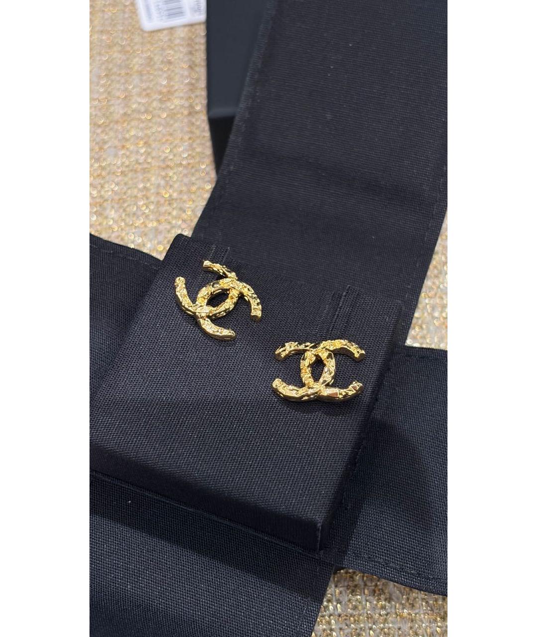 CHANEL Золотые металлические серьги, фото 4