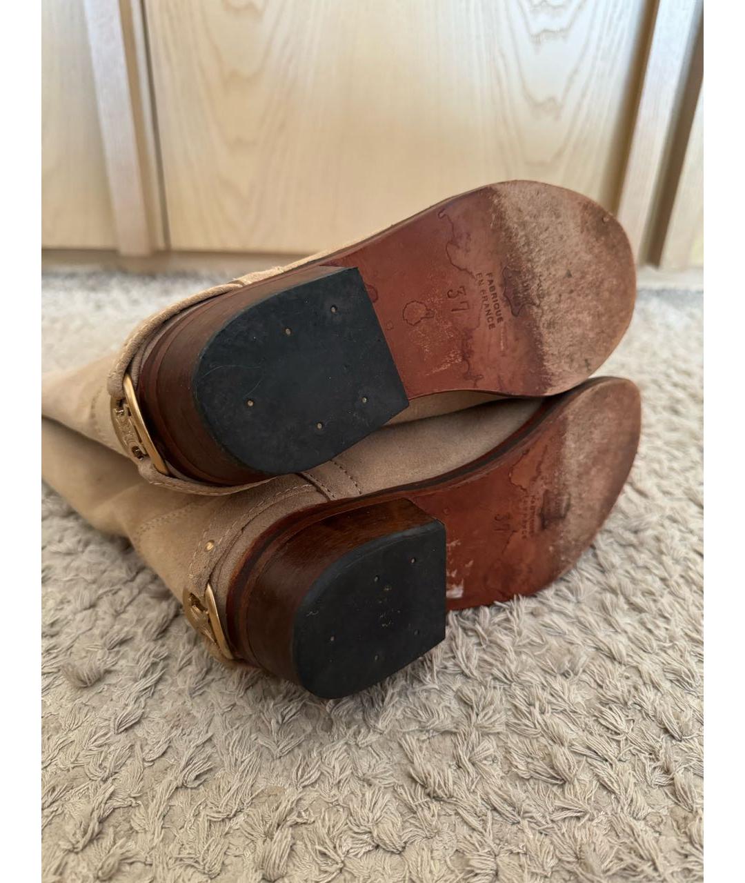 CELINE Бежевые замшевые полусапоги, фото 5
