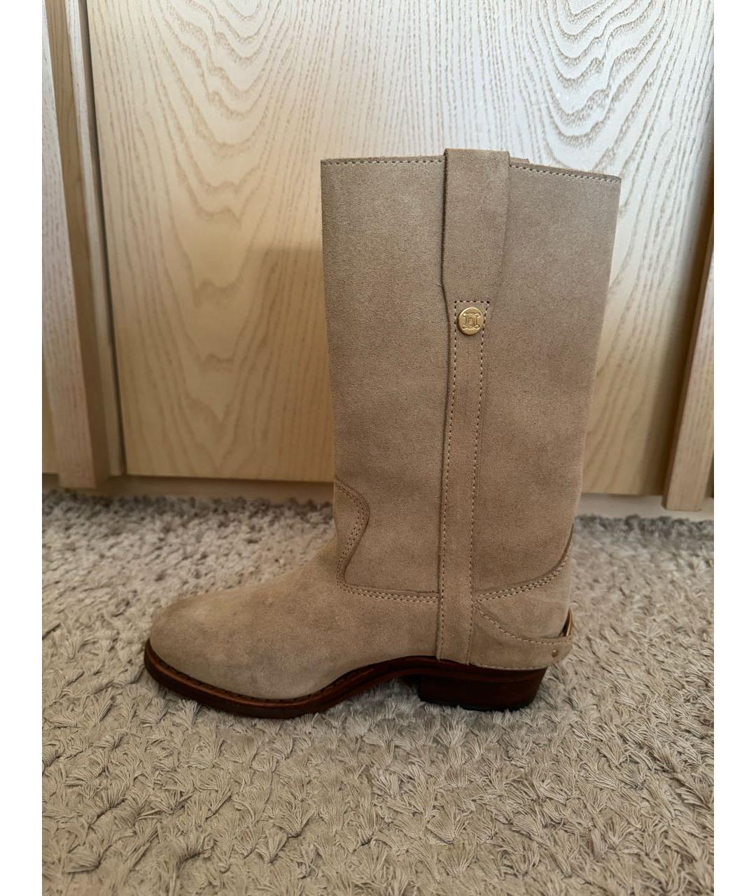 CELINE Бежевые замшевые полусапоги, фото 6