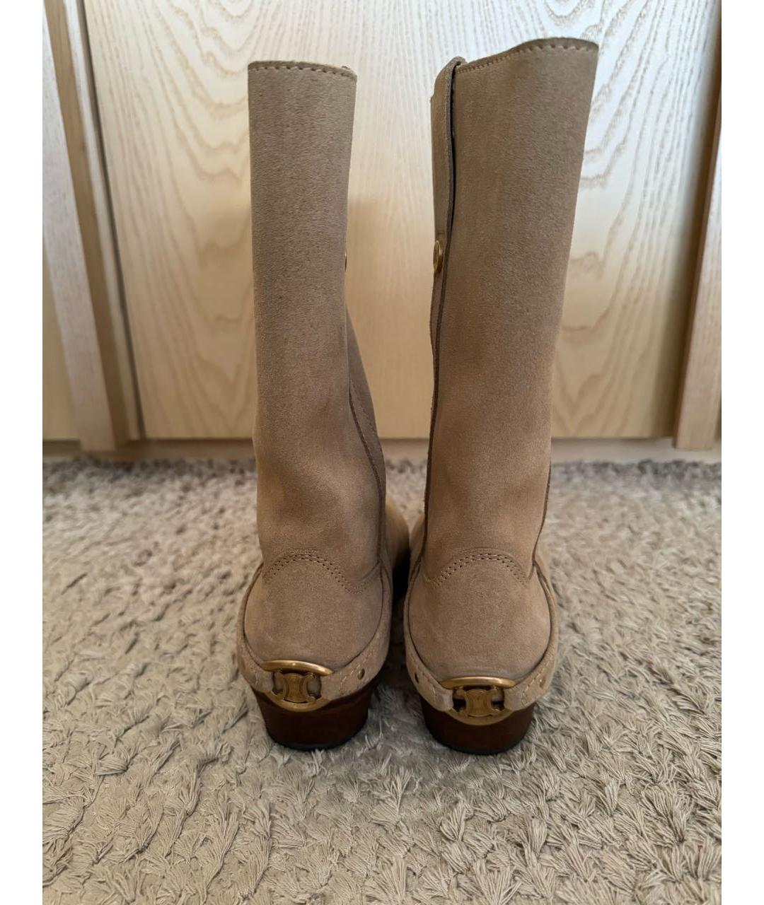 CELINE Бежевые замшевые полусапоги, фото 4