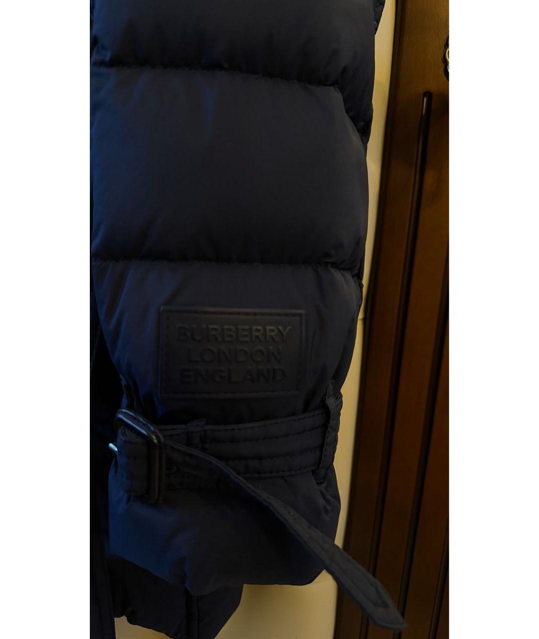 BURBERRY Темно-синий полиэстеровый пуховик, фото 4