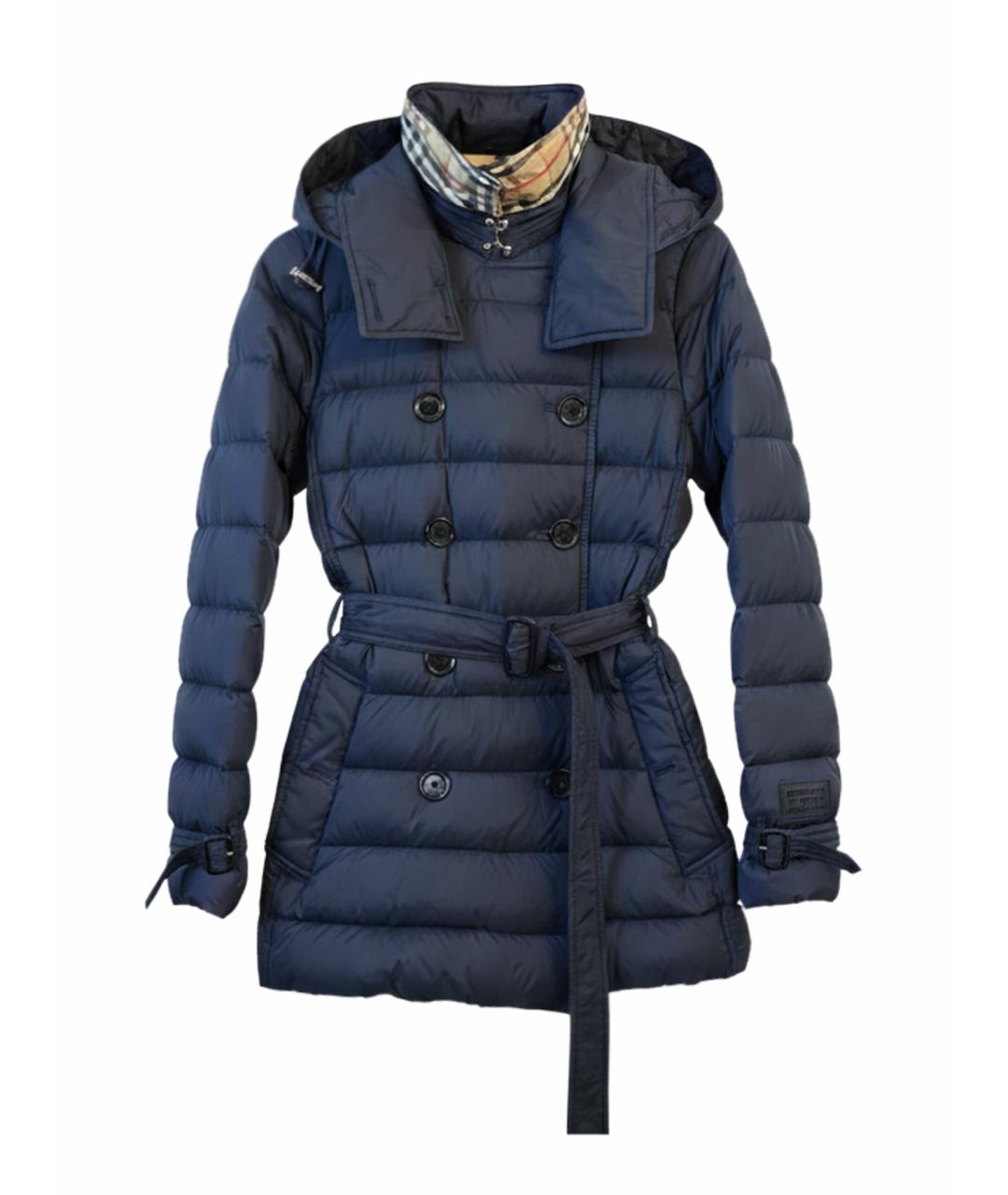 BURBERRY Темно-синий полиэстеровый пуховик, фото 1