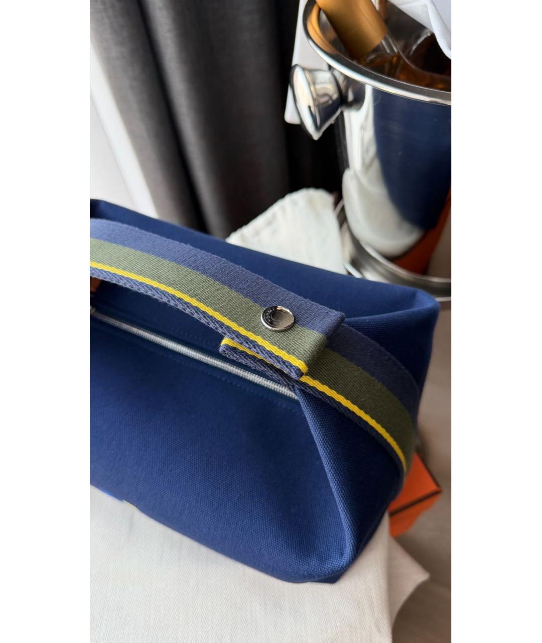 HERMES Синяя хлопковая косметичка, фото 5
