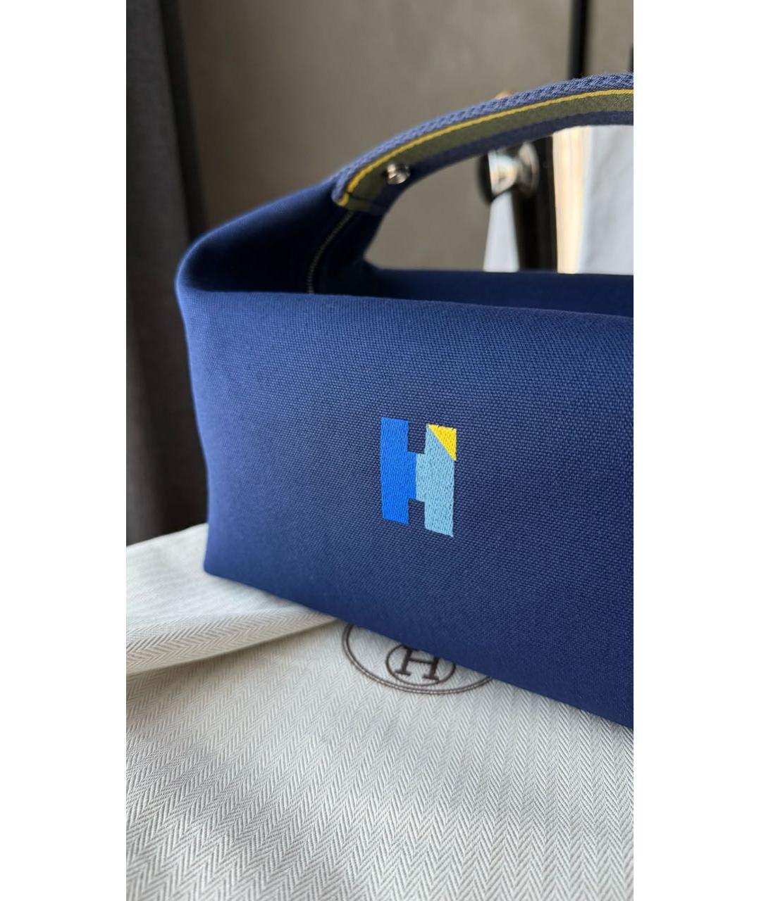 HERMES Синяя хлопковая косметичка, фото 6
