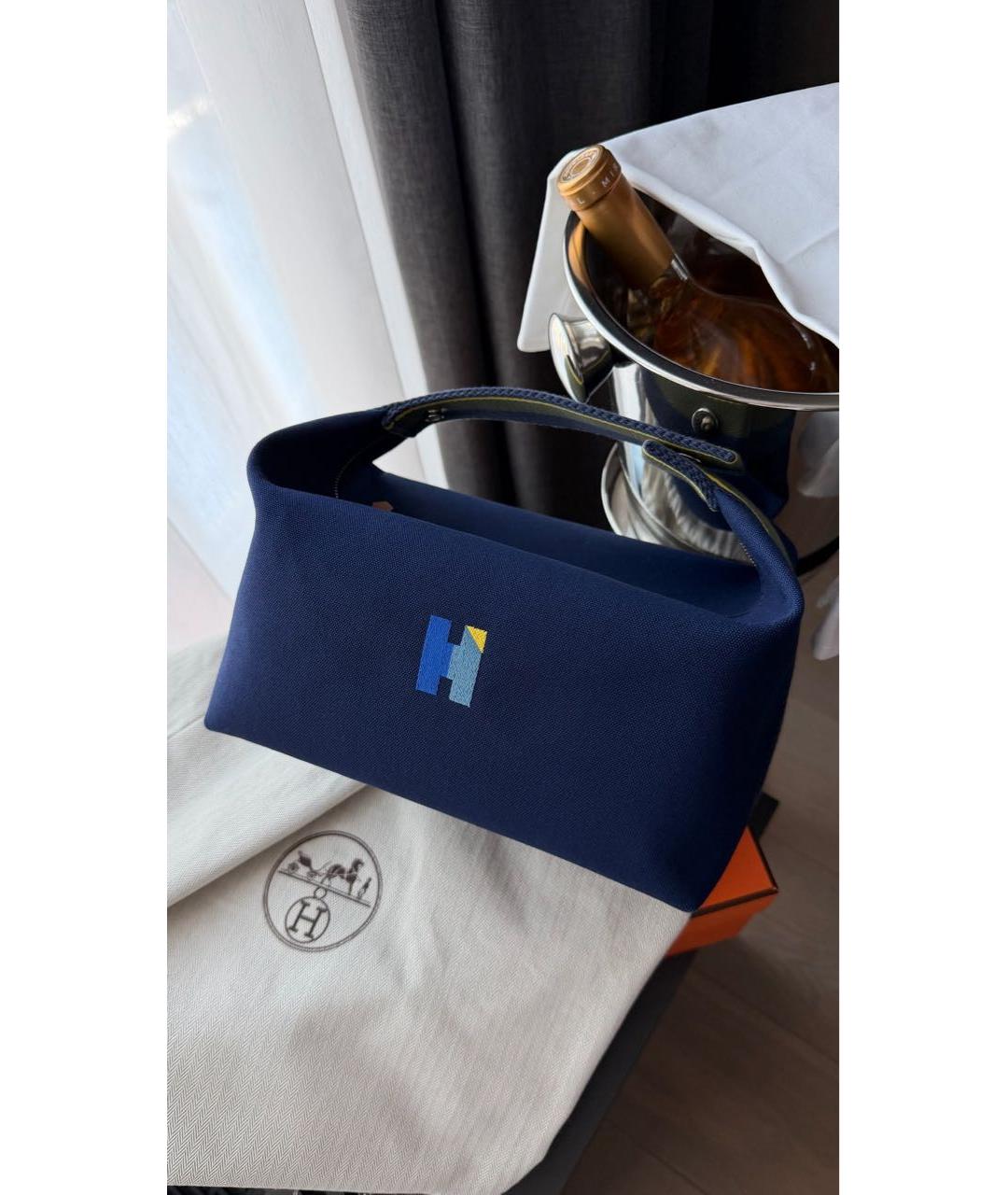 HERMES Синяя хлопковая косметичка, фото 2