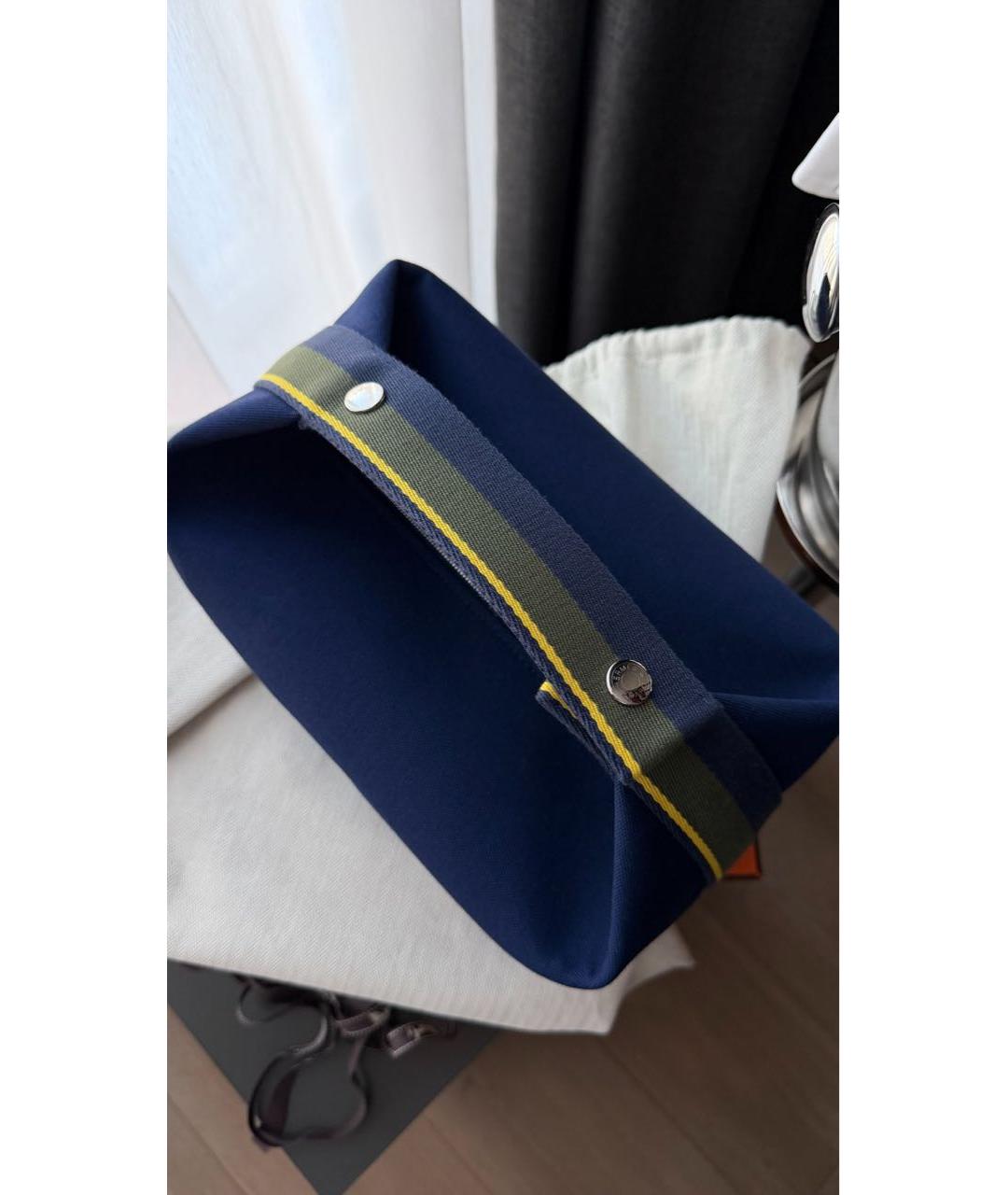 HERMES Синяя хлопковая косметичка, фото 4