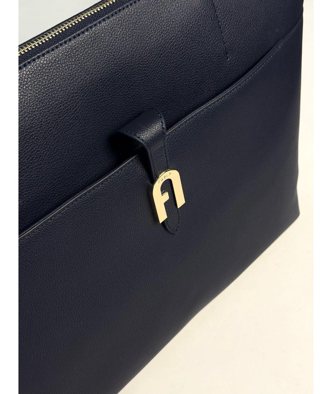 FURLA Темно-синяя кожаная сумка тоут, фото 5