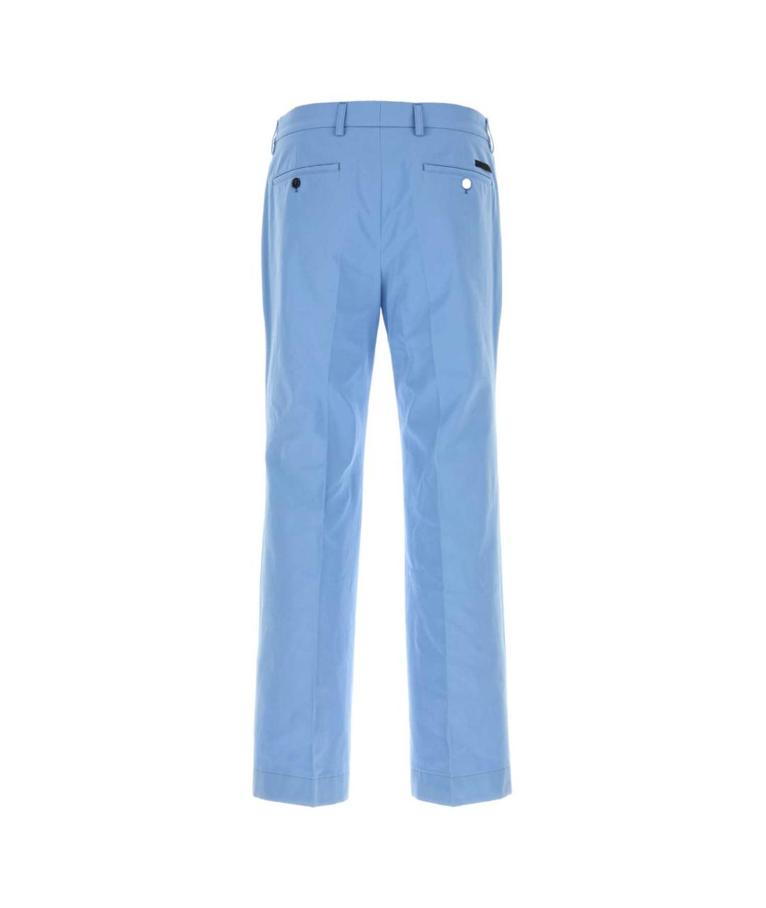 PRADA Голубые хлопковые повседневные брюки, фото 2