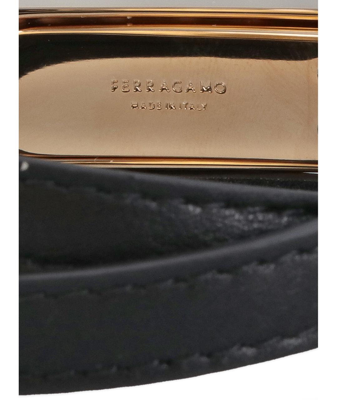 FERRAGAMO Черный кожаный браслет, фото 3