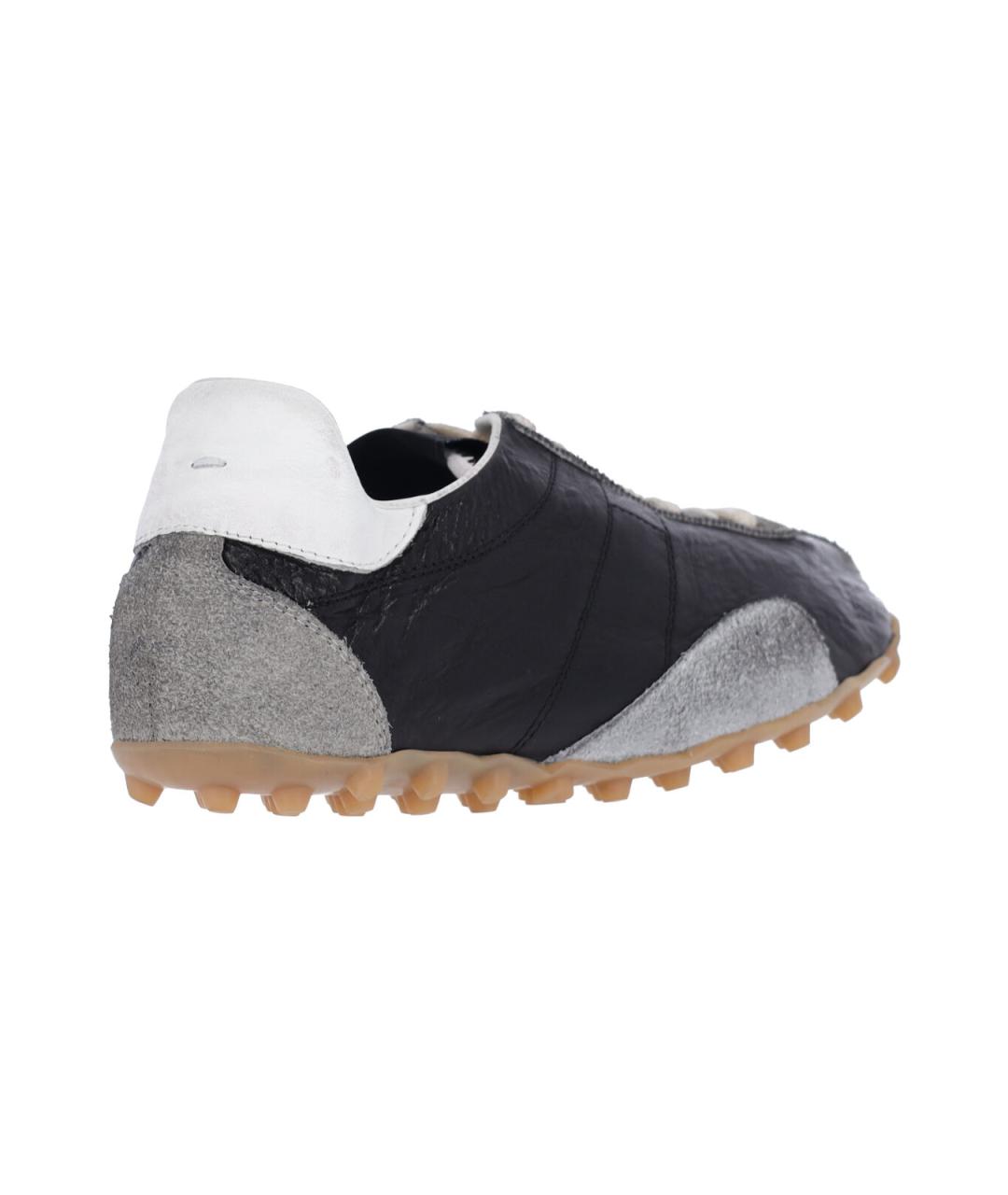 MAISON MARGIELA Черные кожаные низкие кроссовки / кеды, фото 4