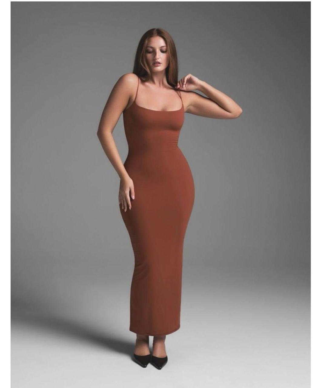 SKIMS Коричневое полиамидовое повседневное платье, фото 2