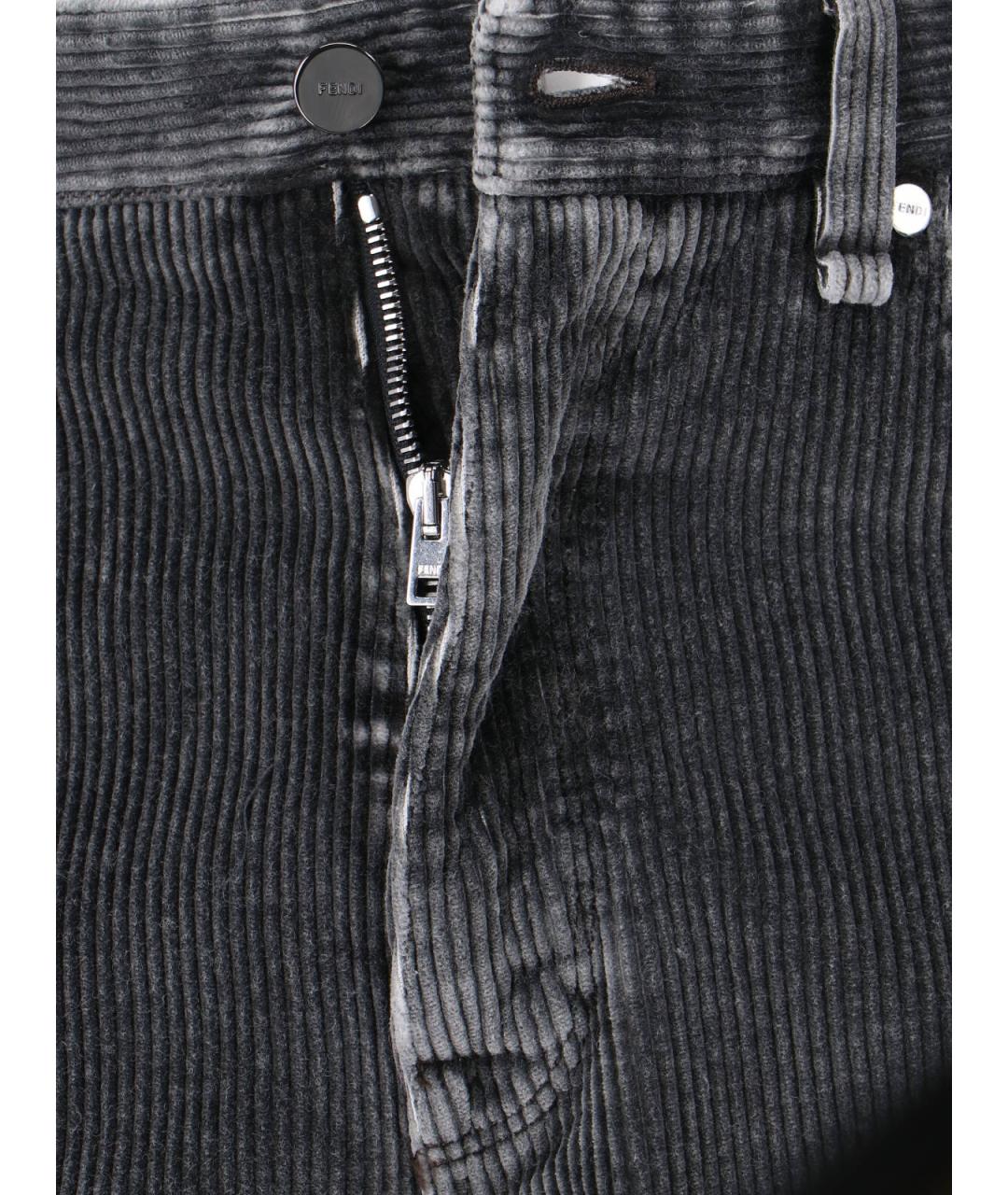 FENDI Антрацитовые хлопковые повседневные брюки, фото 5