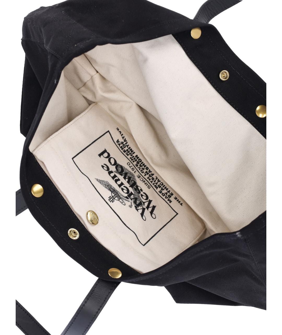 VIVIENNE WESTWOOD Черная хлопковая сумка тоут, фото 4