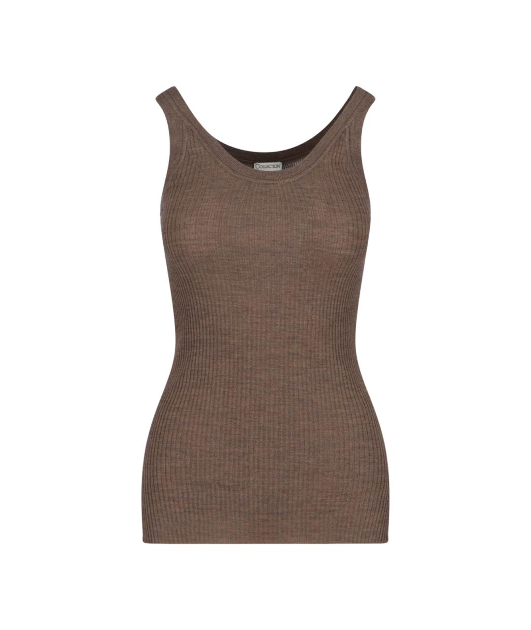 CALVIN KLEIN Коричневая шерстяная майка, фото 1