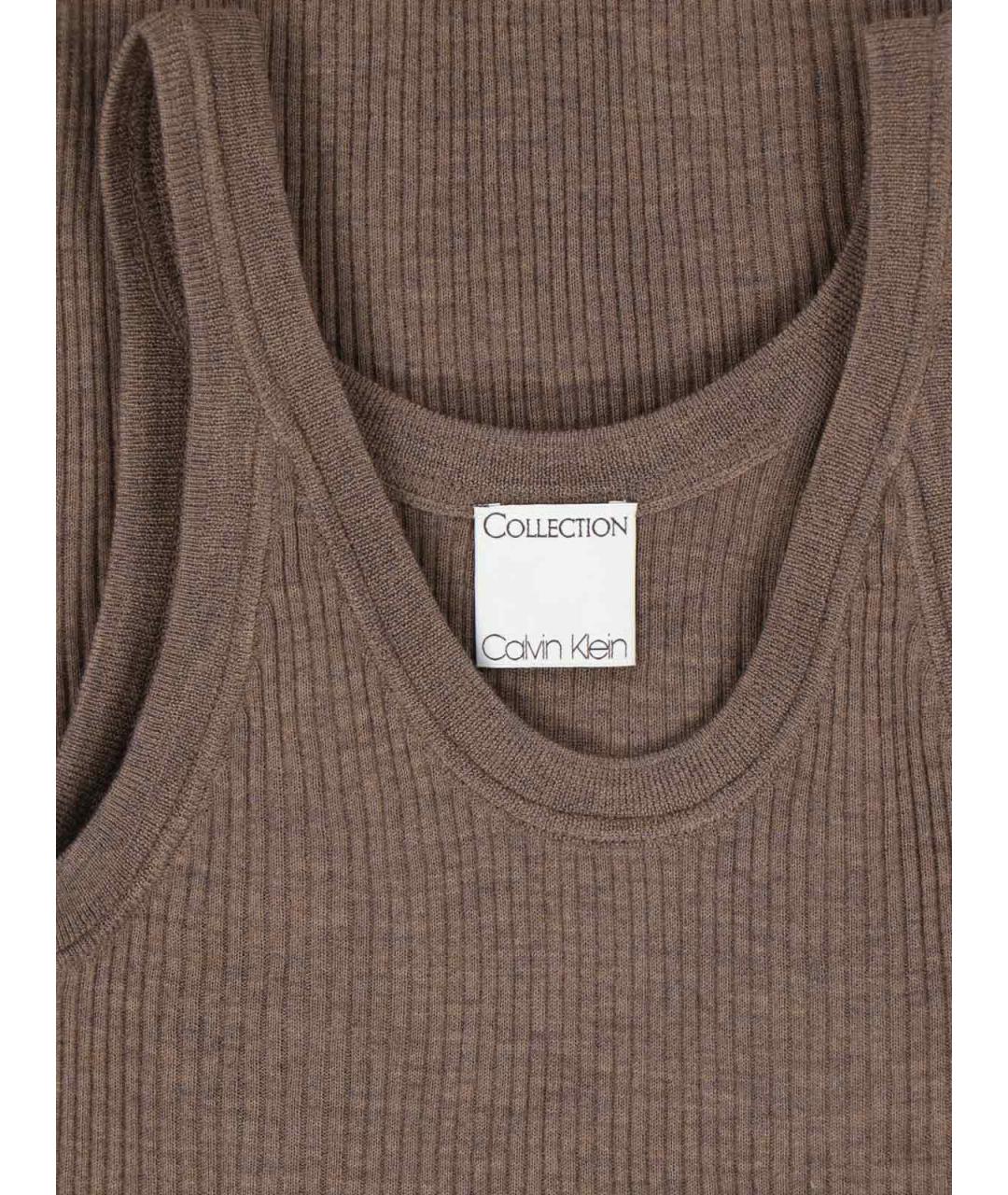 CALVIN KLEIN Коричневая шерстяная майка, фото 3