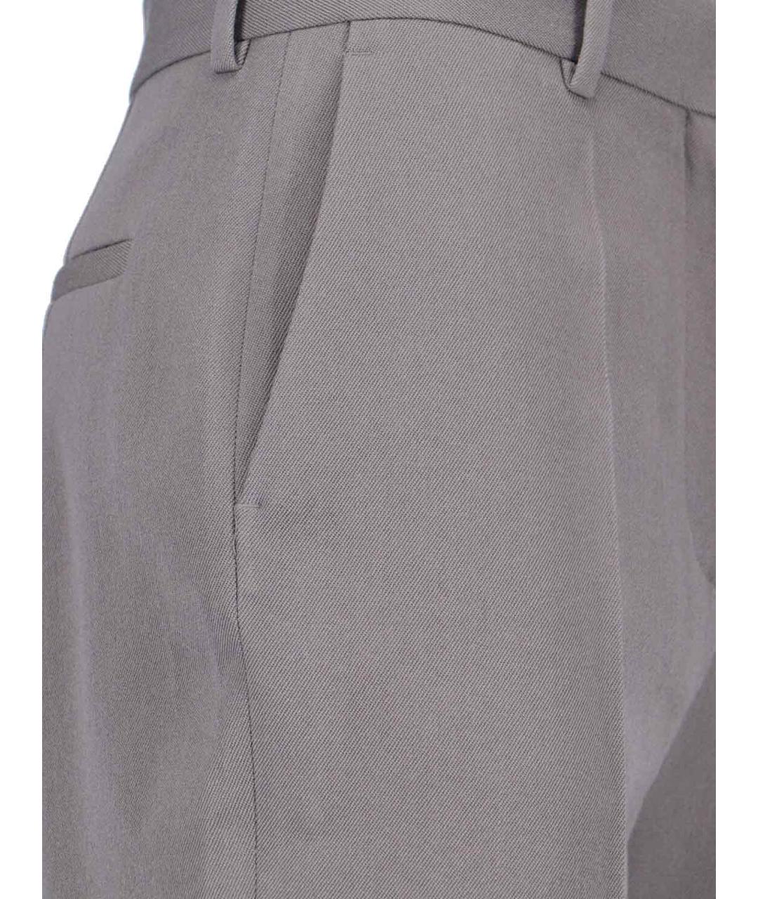 CALVIN KLEIN Серые шерстяные прямые брюки, фото 4