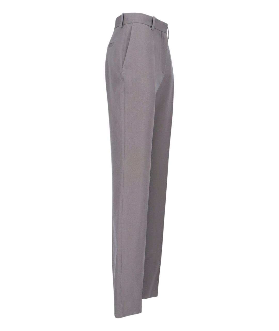 CALVIN KLEIN Серые шерстяные прямые брюки, фото 3