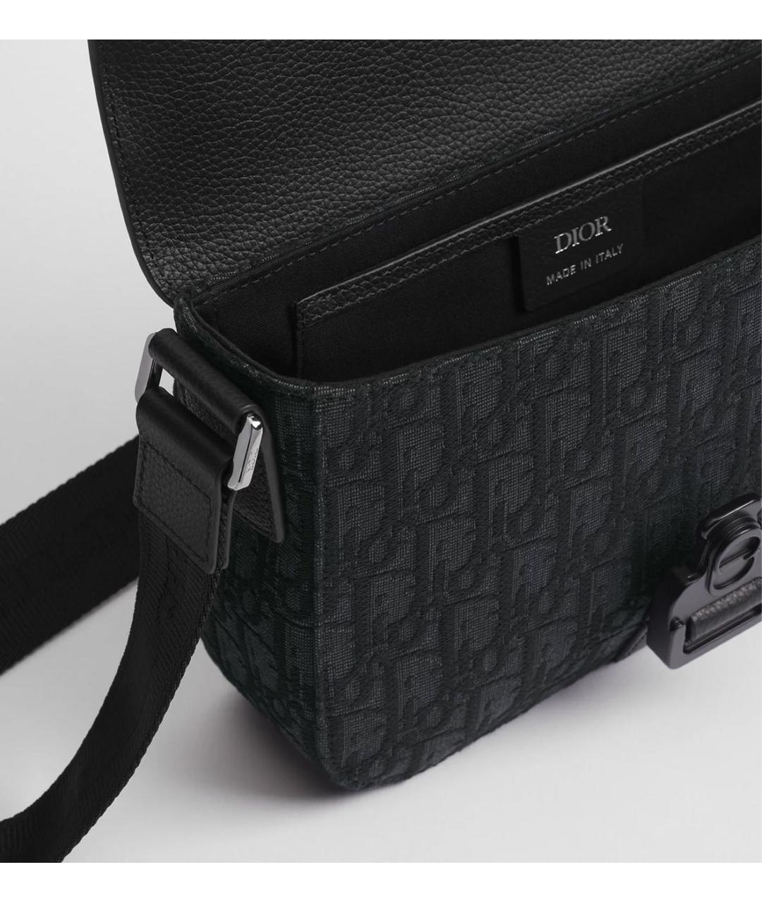 CHRISTIAN DIOR Черная кожаная сумка на плечо, фото 2