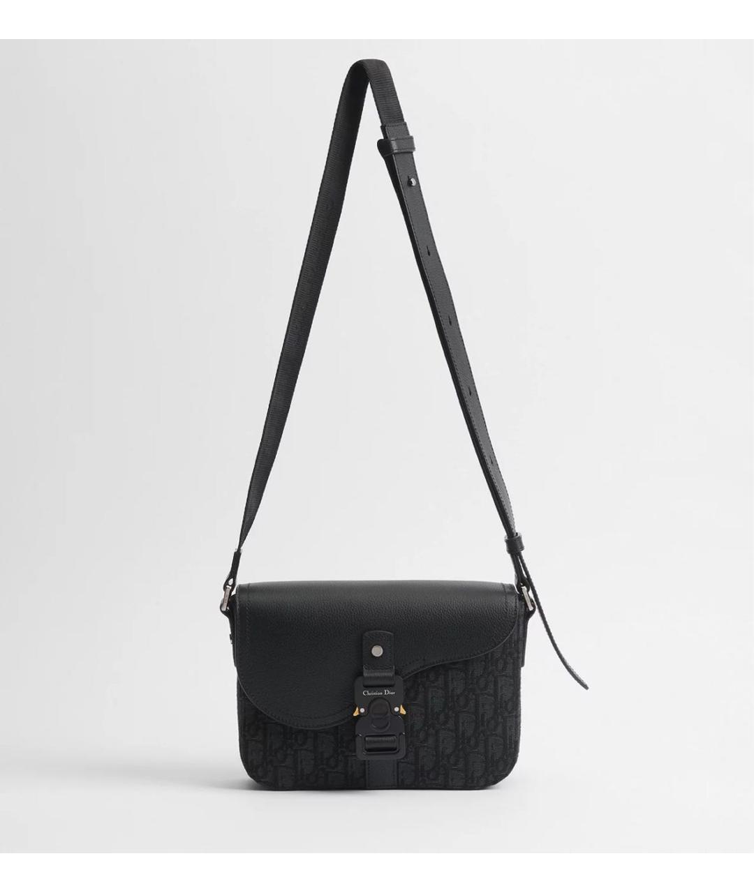 CHRISTIAN DIOR Черная кожаная сумка на плечо, фото 3