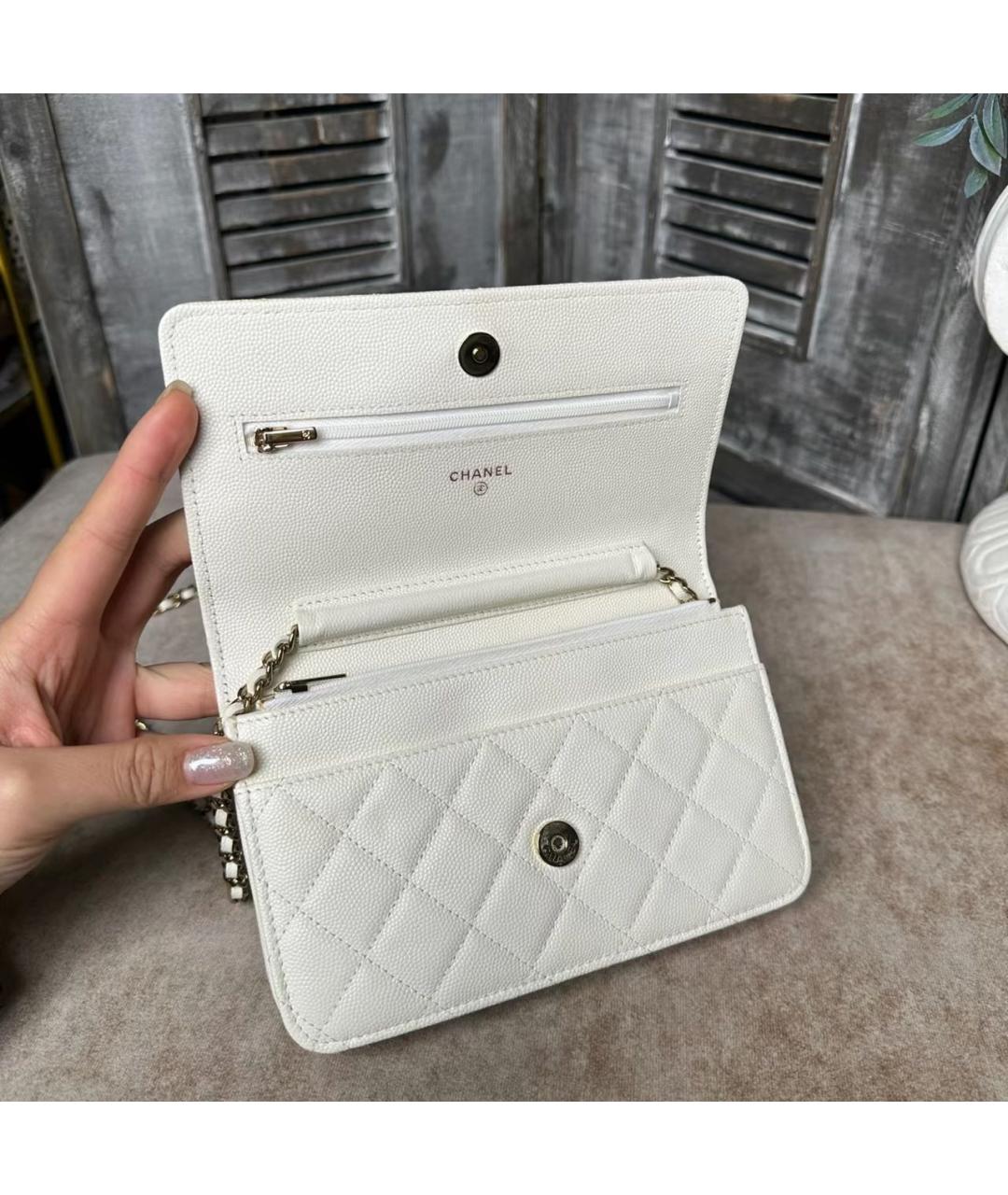 CHANEL Белая кожаная сумка через плечо, фото 8