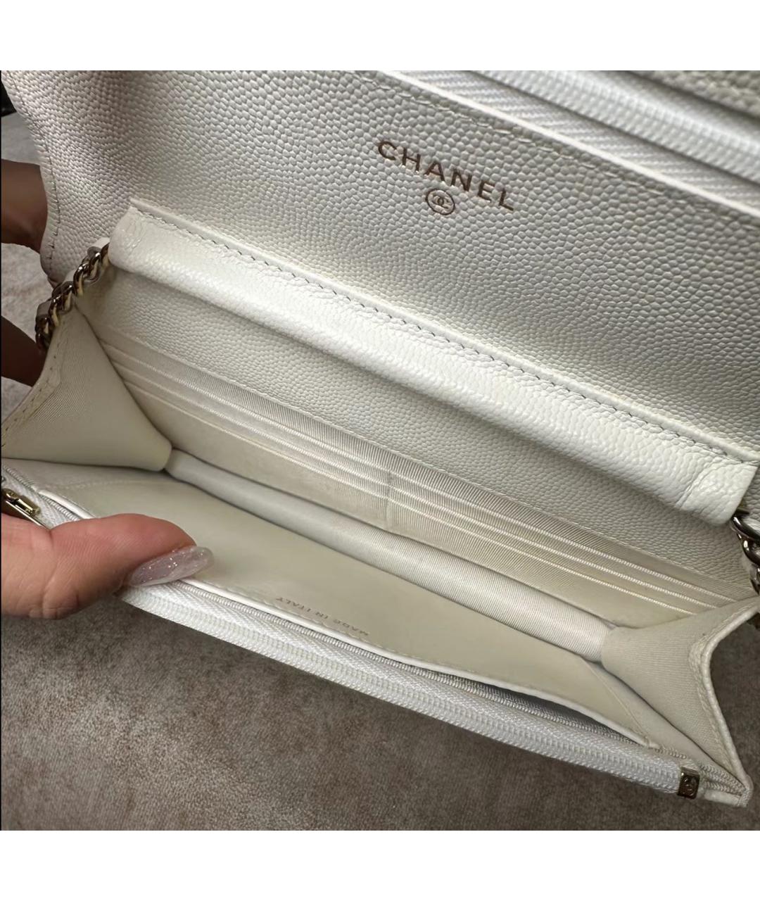 CHANEL Белая кожаная сумка через плечо, фото 7