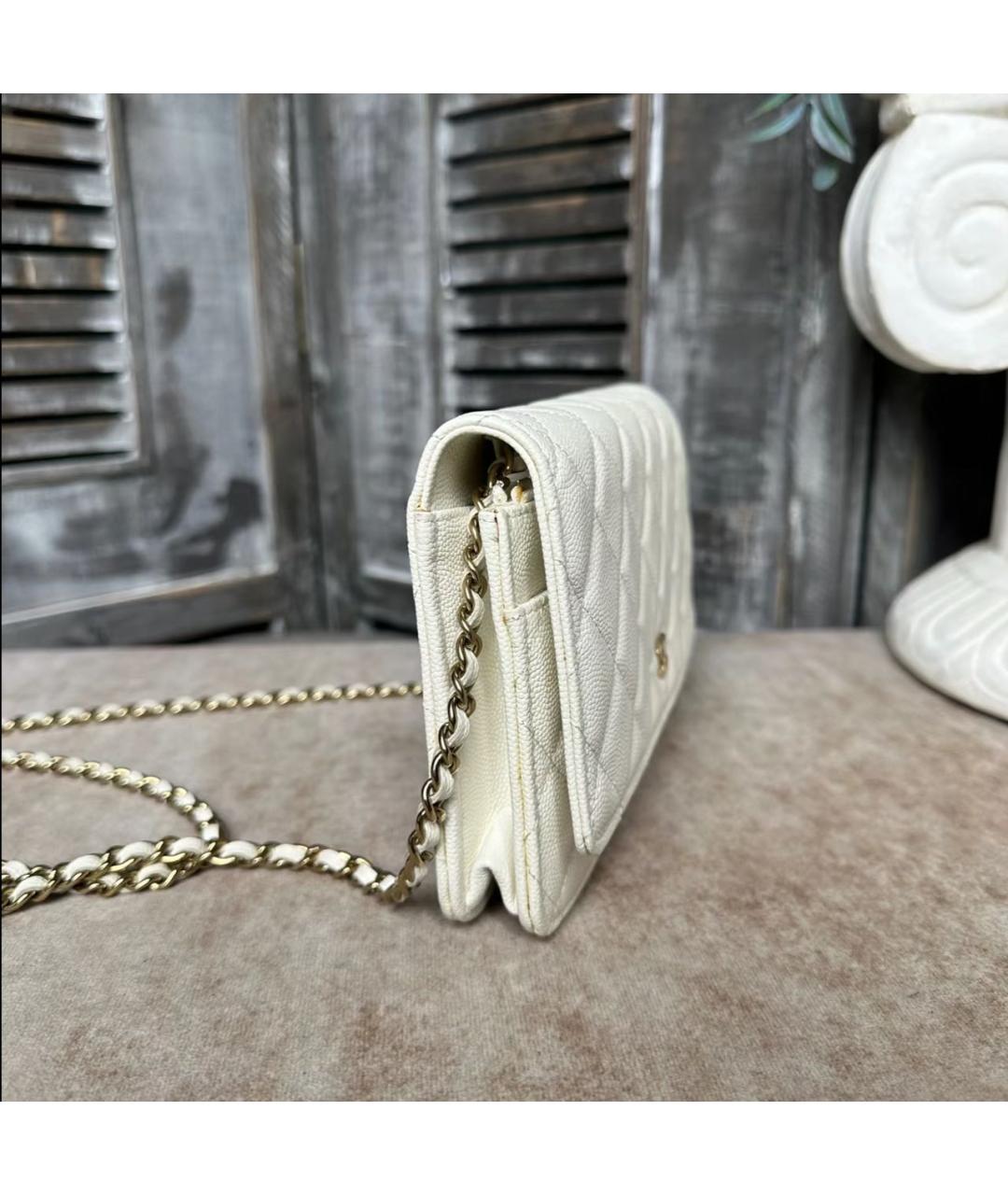 CHANEL Белая кожаная сумка через плечо, фото 6