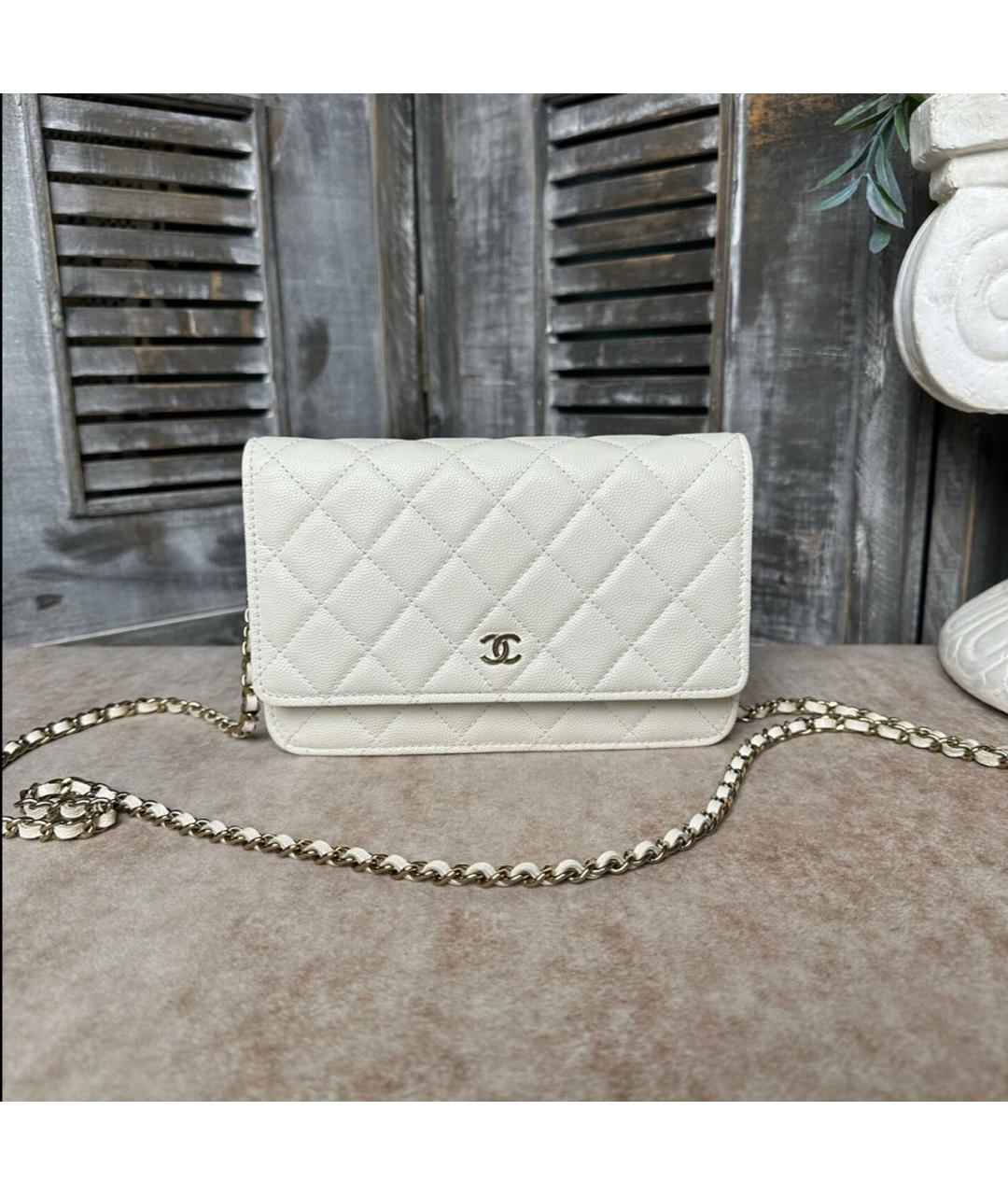 CHANEL Белая кожаная сумка через плечо, фото 2