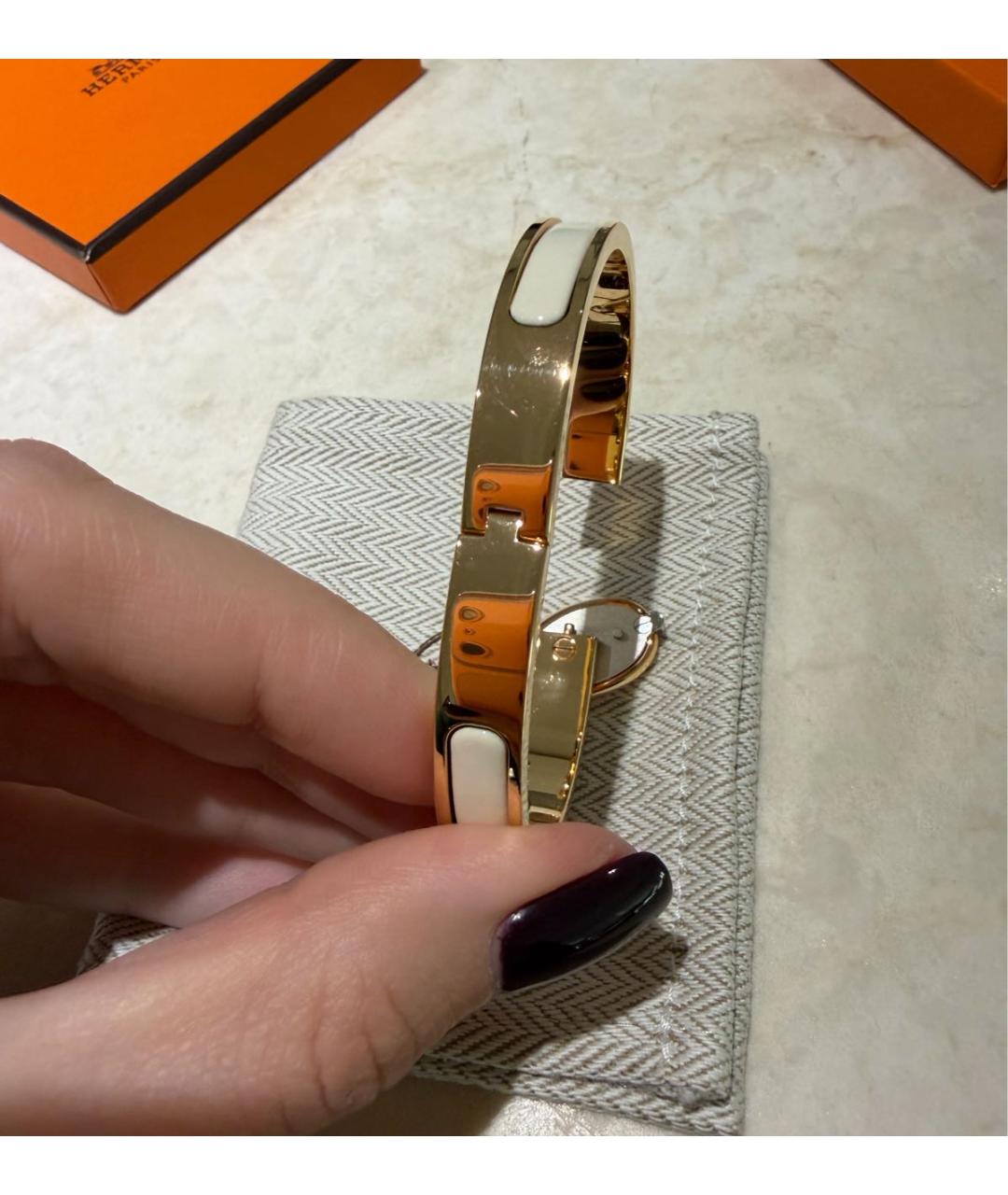 HERMES Белый металлический браслет, фото 3