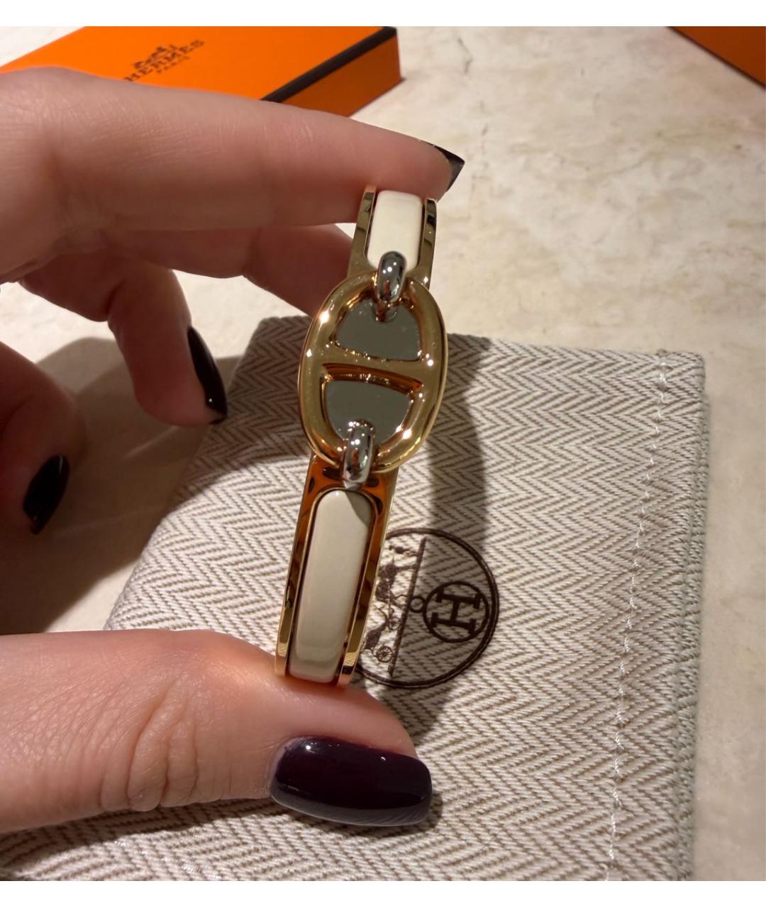 HERMES Белый металлический браслет, фото 6