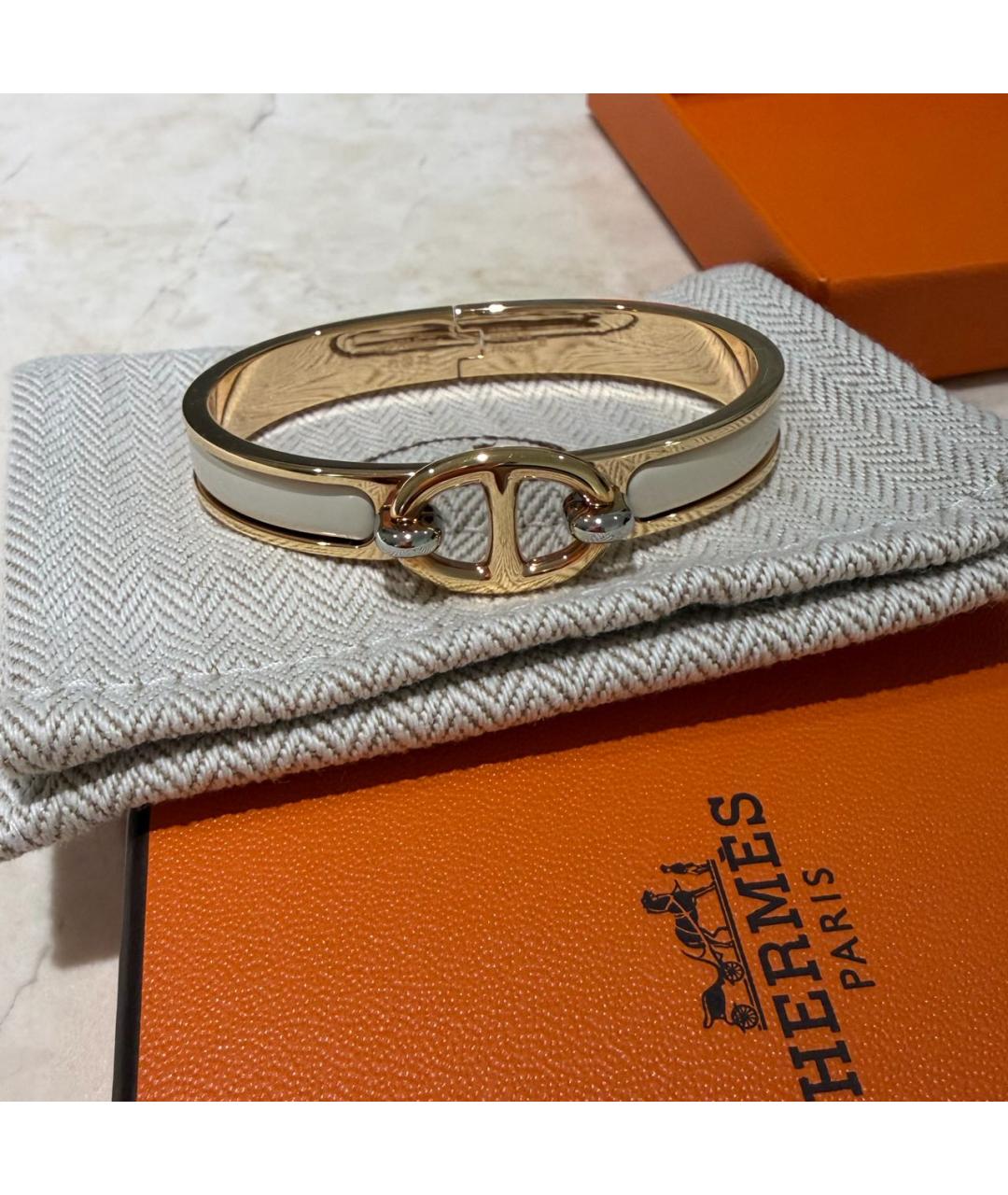 HERMES Белый металлический браслет, фото 2