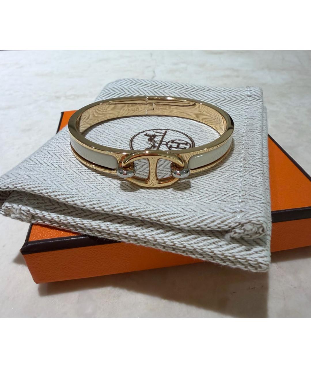 HERMES Белый металлический браслет, фото 8